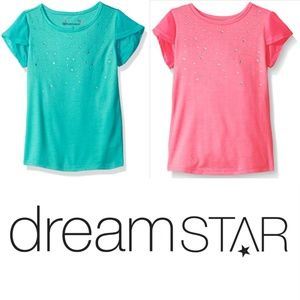 Dreamstar Girls 2T Clothes Lot Pink Teal Rhinestone Short Sleeve Tops